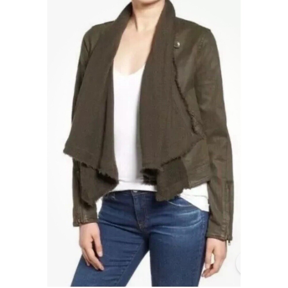 Free People Size 4 Drape Open Front Coated Denim Moto Jacket